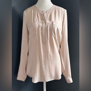 Rebecca Taylor Silk Popover Long Sleeve Blouse | Blush | Size 2